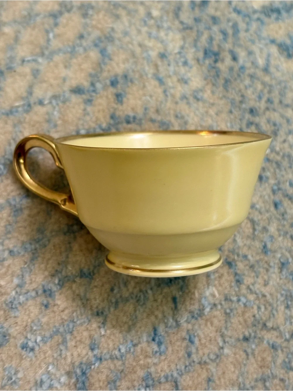 Yellow Vintage Tirschenreuth Bavaria Teacup And Saucer Gold Rim